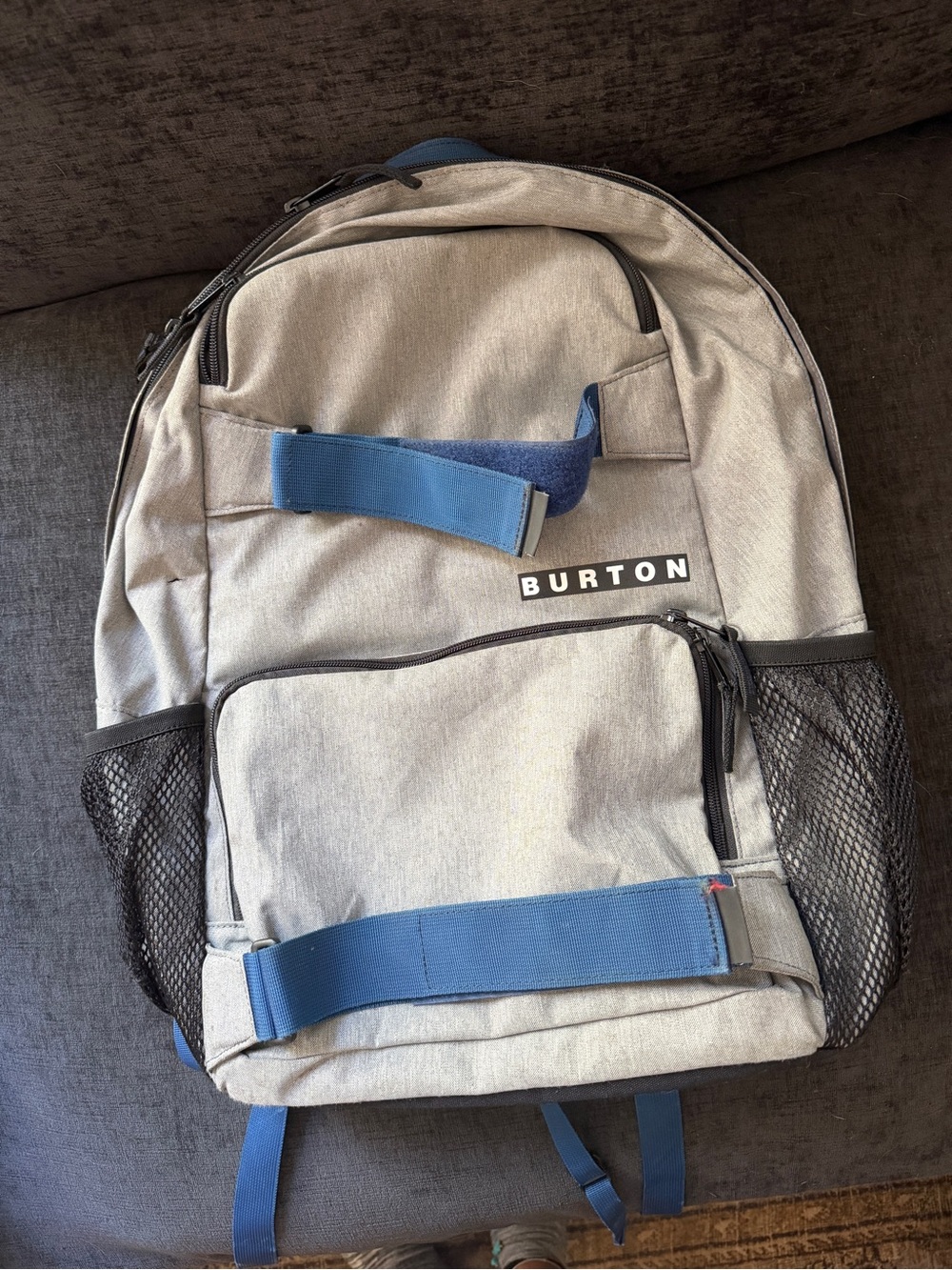 Burton Gray Backpack with Blue Accents